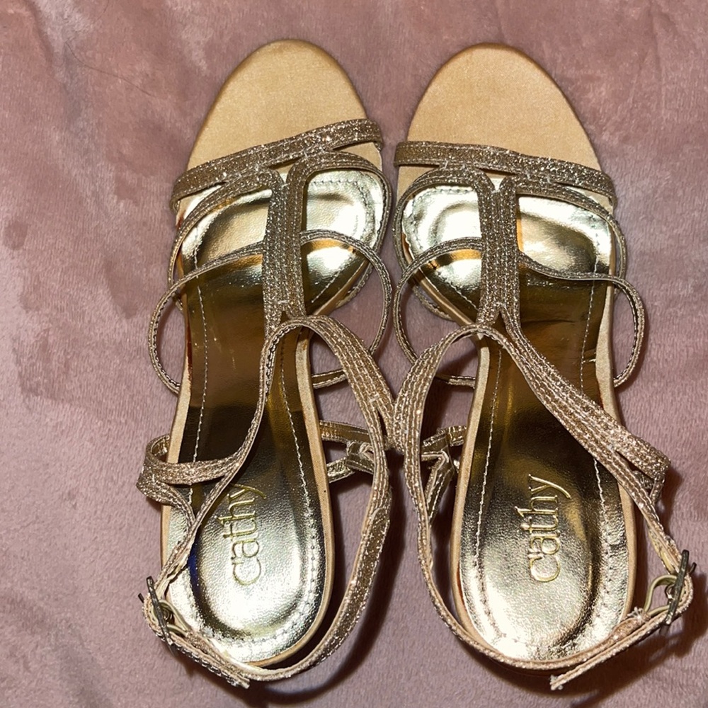 Cathy Jean Gold Glitter 4 in Heels : Size 6 1/2